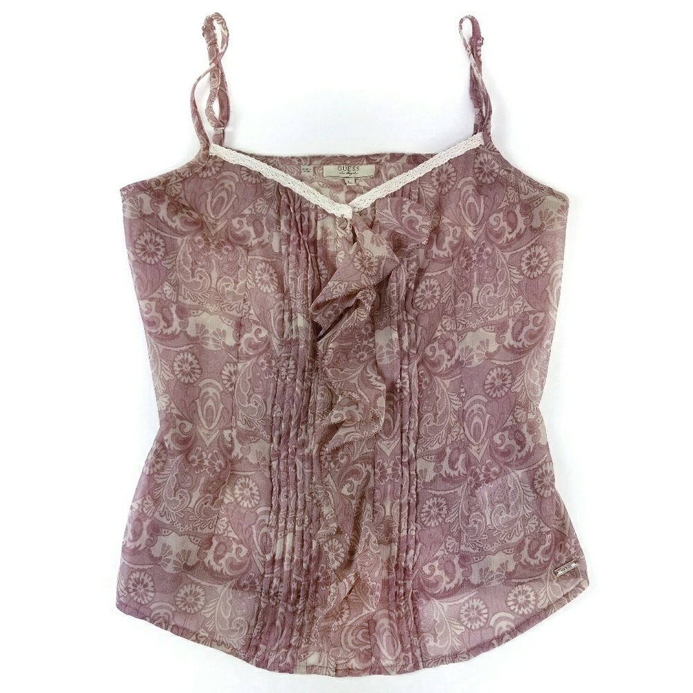 Guess  》Ruffle Floral Tank Top